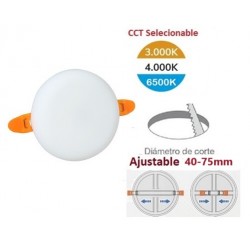 Downlight panel LED Redondo SIN MARCO 90mm 9W CCT corte ajustable 40 a 75mm